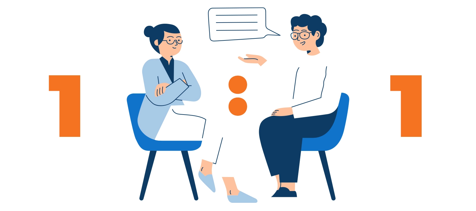 drawing of a 1 on 1 business meeting